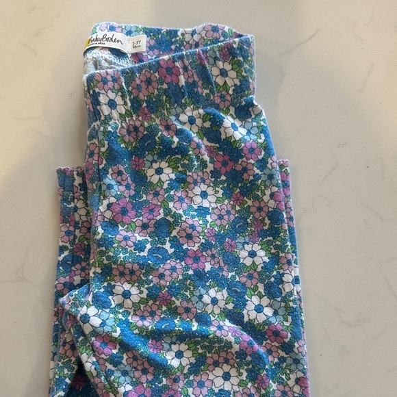Baby Boden Blue and Pink Floral Leggings - Picture 4 of 5